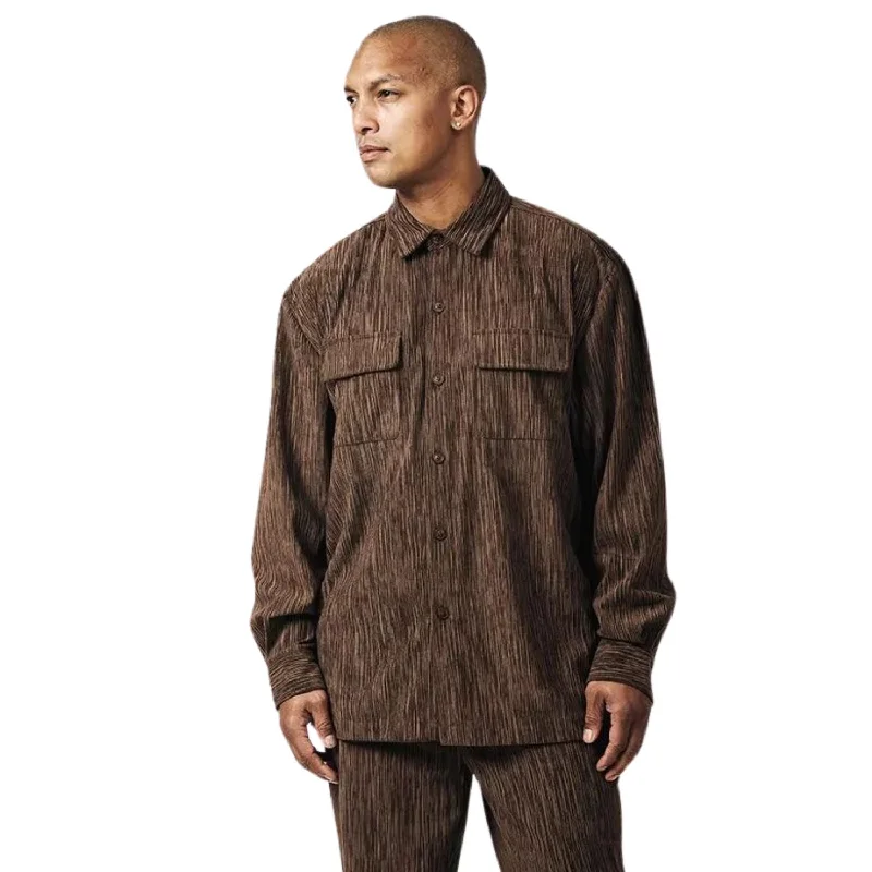 Streetwear Fashion Urban Comfort Collection: Brown Mélange Corduroy Set