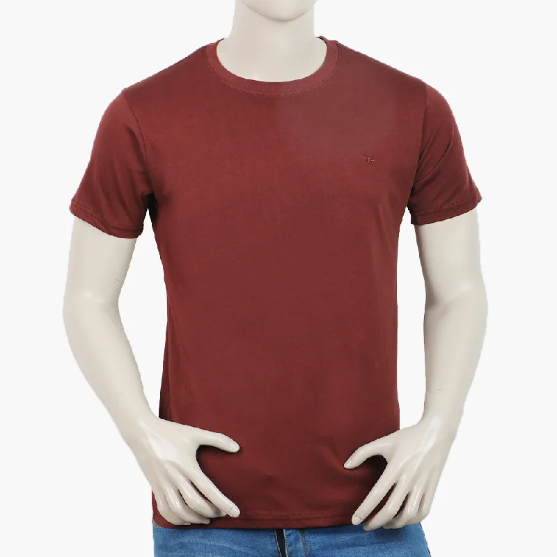 High-fashion Looks Eminent Men's Round Neck Half Sleeves T-Shirt - Salmon Red