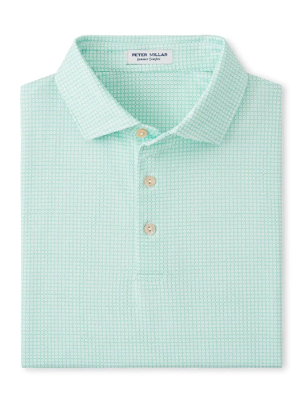 Warm Jackets Peter Millar Men's Orbit Performance Jersey Polo Shirt - White/Pear Tart