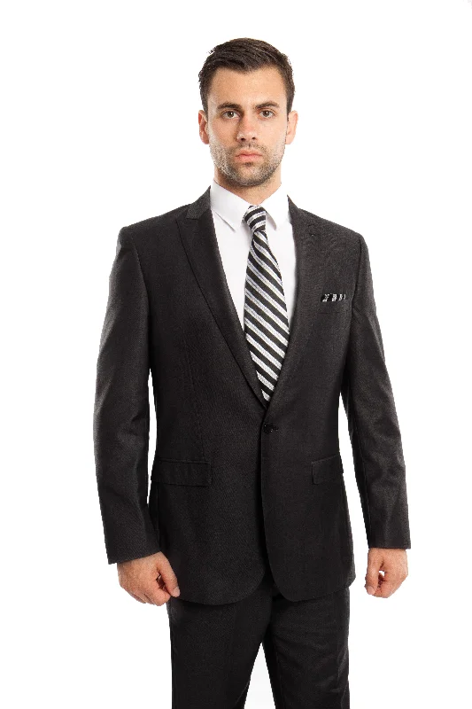 Casual Suits Black Solid 2-PC Slim Fit Performance Stretch Suits