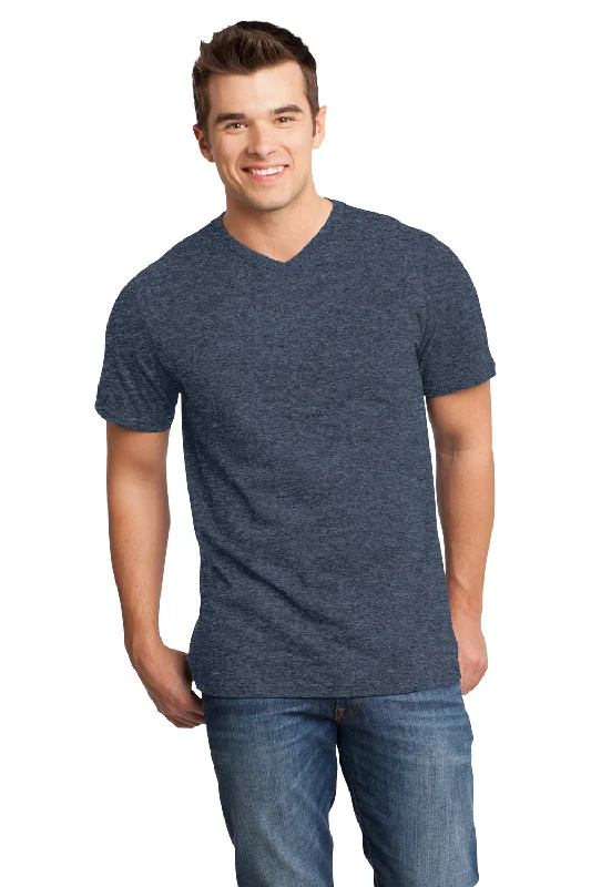 Oversized Jackets District Mens Very Important Short Sleeve V-Neck T-Shirt - Heather Navy Blue