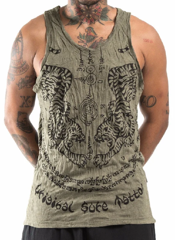 Classic Blazers Sure Design Men's Thai Tattoo Tank Top Green