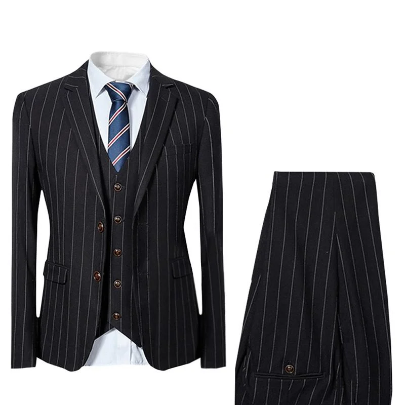 Urban Sneakers 3-Piece Black Suit Stripe Design Suit