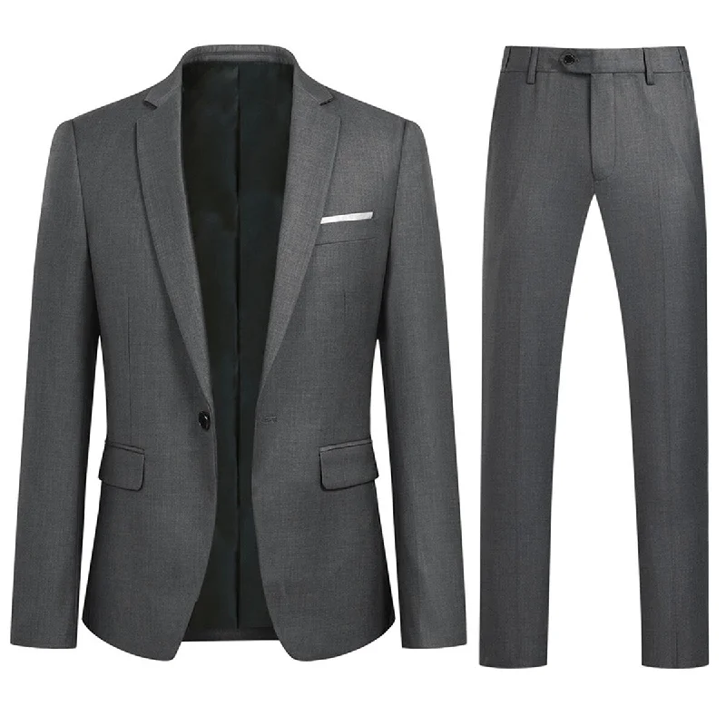 Boho Menswear Dark Grey 2-Piece Slim Fit Minimalist Design Suit