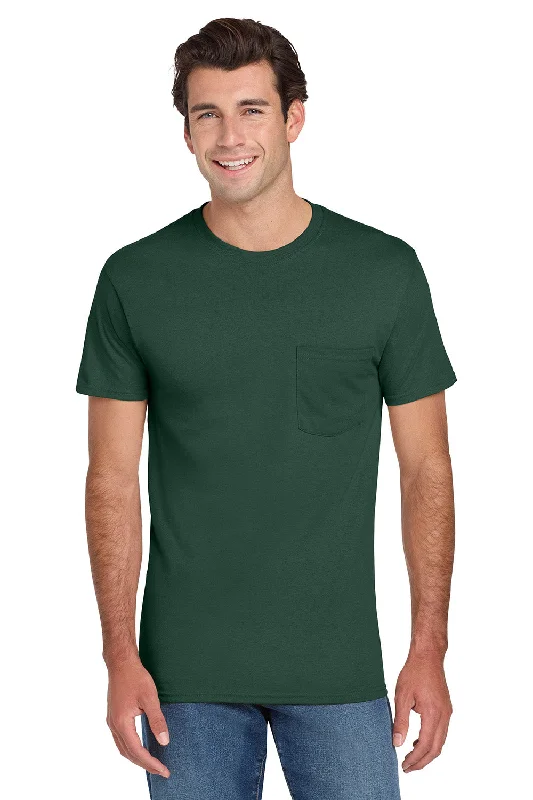 Workwear Jackets Jerzees Mens Dri-Power Moisture Wicking Short Sleeve Crewneck T-Shirt w/ Pocket - Forest Green