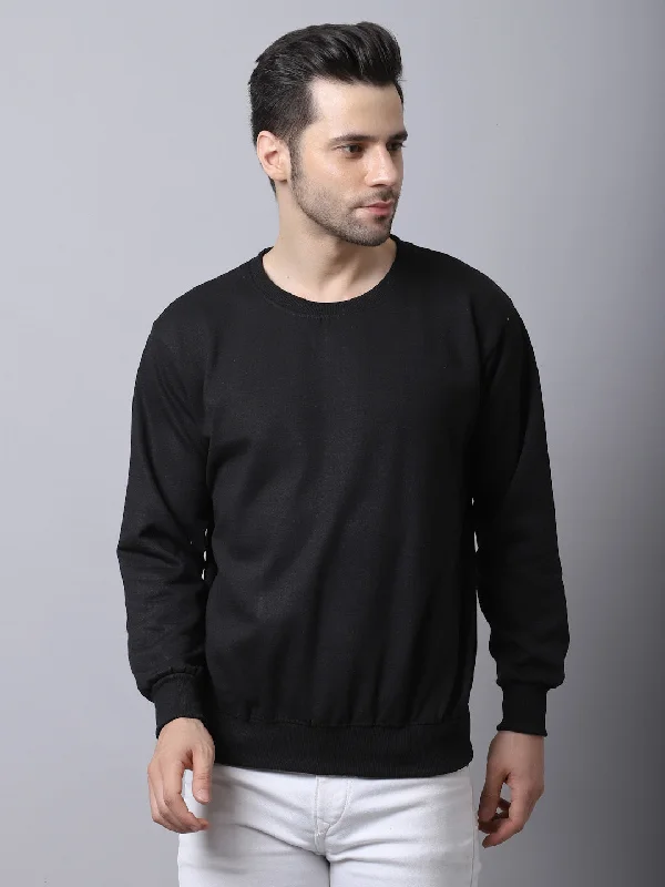 Slim-fit Shirts Vimal Jonney Fleece Round Neck Black Sweatshirt for Men