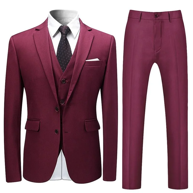 Casual Footwear Stylish 3-Piece Slim Fit Maroon Suit