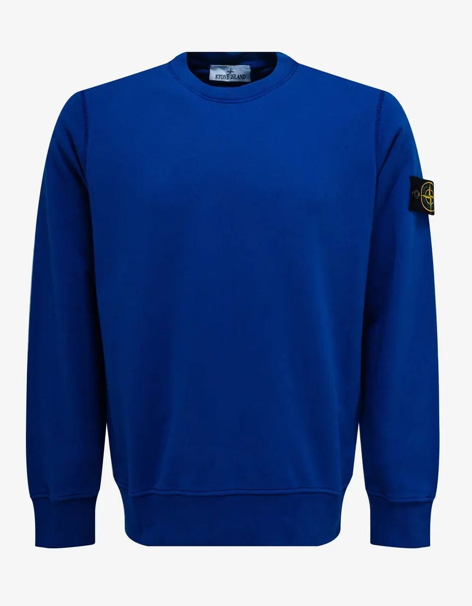 Street Style Stone Island Blue Garment Dyed Sweatshirt