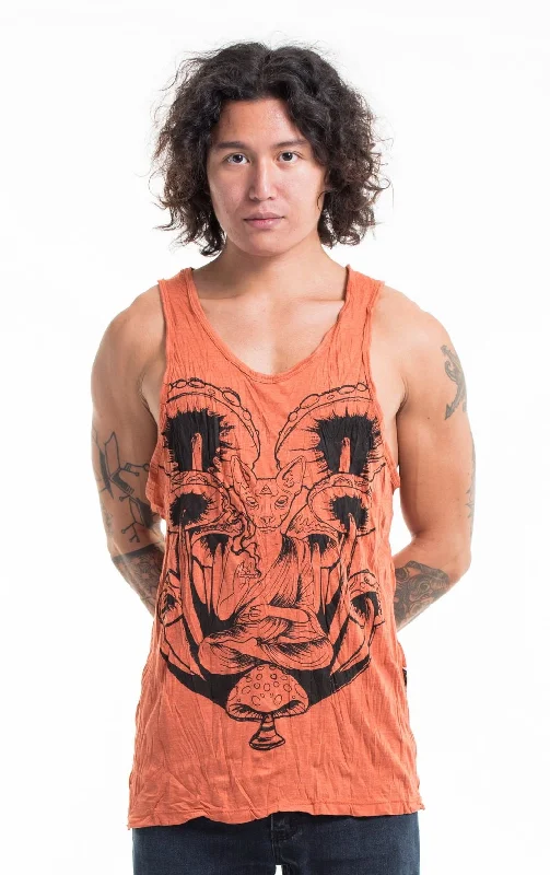 Smart Casual Sure Design Men's Spiritual Shroom Cat Tank Top Orange