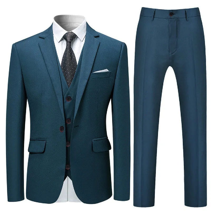 Luxury Suits Slim Fit Sea Blue Wedding Formal 3-Piece Suit