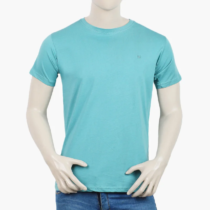 Street Casual Eminent Men's Round Neck Half Sleeves T-Shirt - Teal