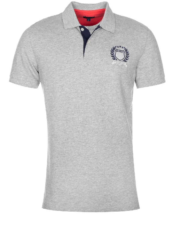 Denim Shirts Classic Crest Short-sleeve Pique Rugger Grey Melange