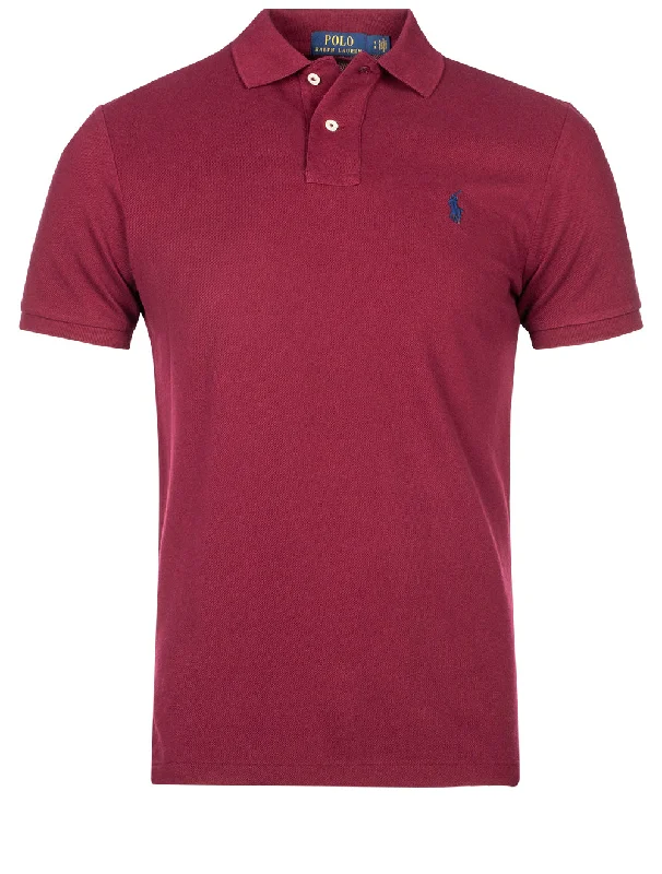 Trench Coats Mesh Polo Shirt Dark Red