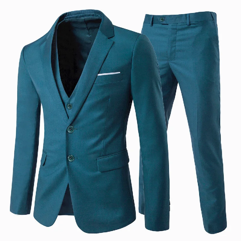 Chunky Sneakers 3-Piece Notched Lapel Suit SteelBlue