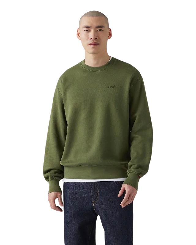 Preppy Style Authentic Crewneck Sweatshirt in Garment Dye Kombu Green