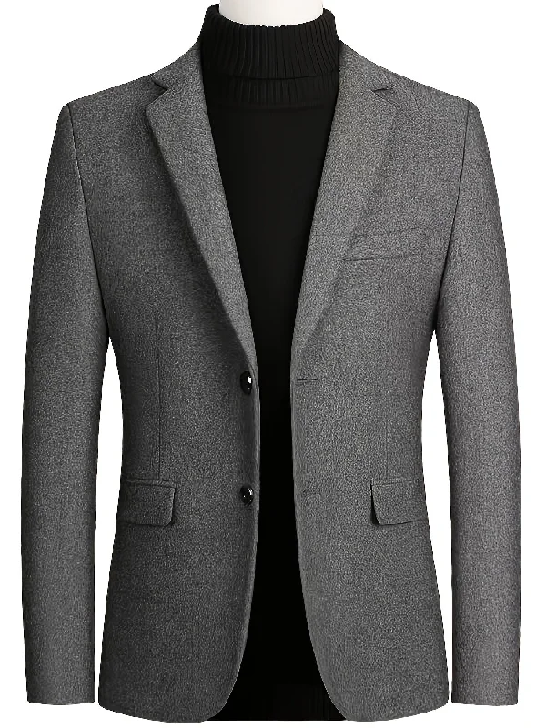 Urban Vests Casual Dark Grey Woolen Suit Jacket Single Breasted Business Blazers