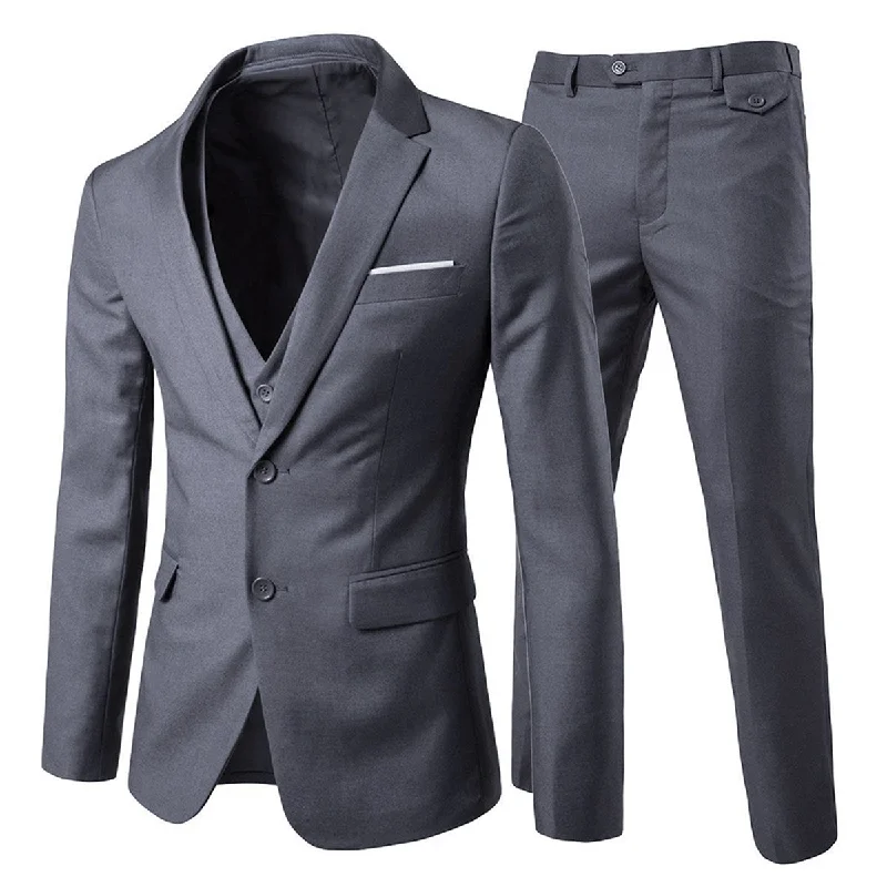 Designer Ties 3-Piece DimGrey Notched Lapel Suit