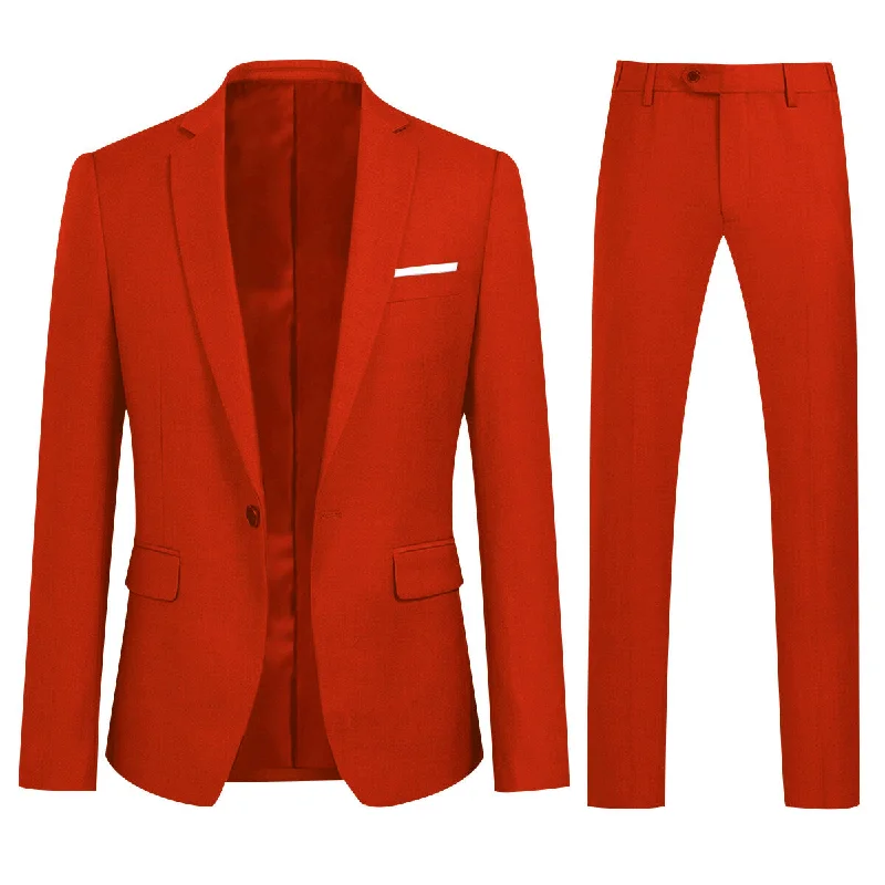 Stylish Scarves Red Slim Fit 2-Piece Minimalist Suit