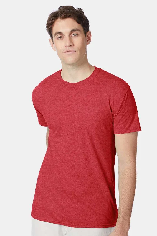 Cool Hoodies Hanes Mens X-Temp FreshIQ Moisture Wicking Short Sleeve Crewneck T-Shirt - Red - Closeout