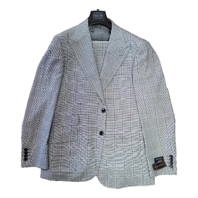 Casual Coats Tiglio Prossecco Gray Black Plaid 3PC Suit - TL4225