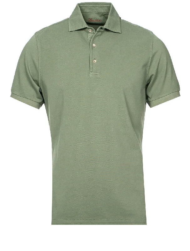 Athleisure Wear Pigment Dyed Polo Shirt Sage