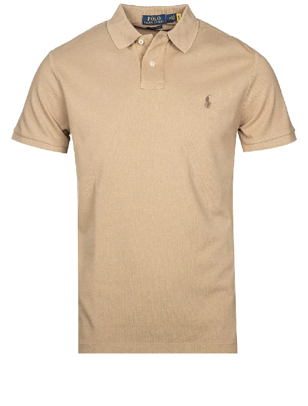 Wool Suits Mesh Polo Shirt Tan