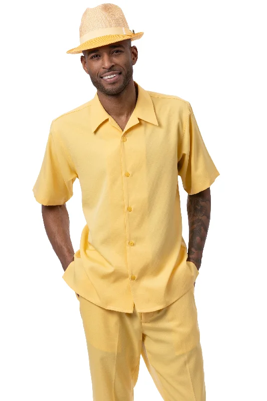 Button-up Shirts Naturaltone Collection: Men's Solid Walking Suit Set In Canary