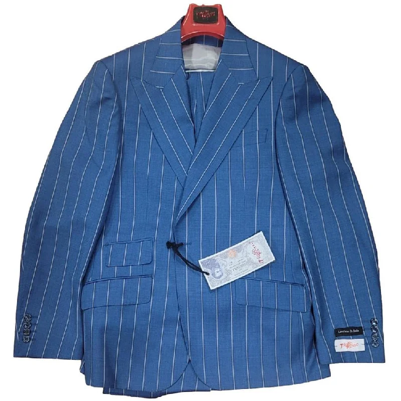 Winter Accessories Tiglio Orvietto Blue Wide Pinstripe 3pc Suit TL3121