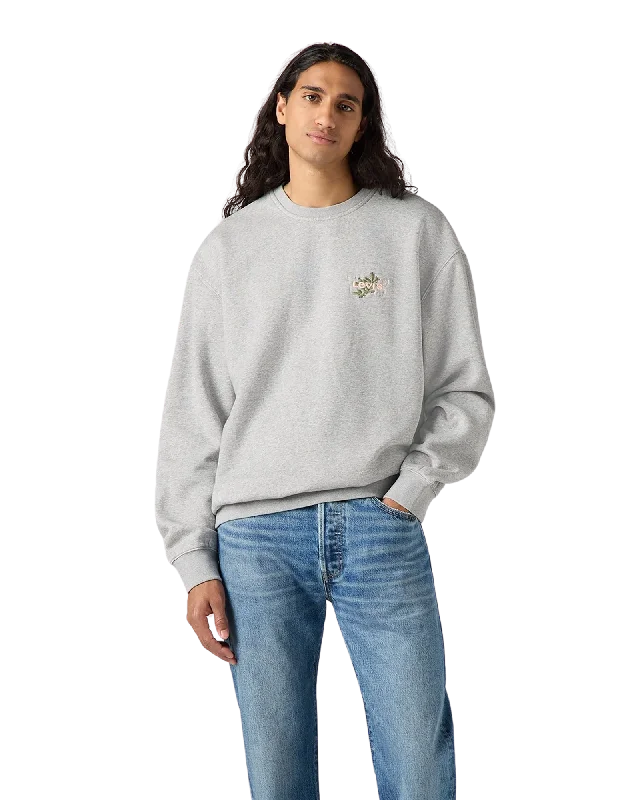 Sports Tights Relaxed Graphic Crew Sweatshirt in Heather Grey