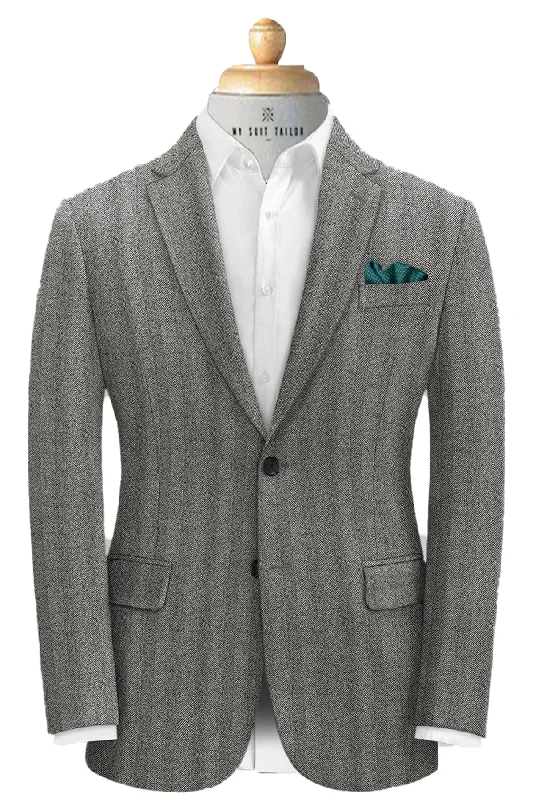 Denim Jackets Grey Herringbone Tweed Suit