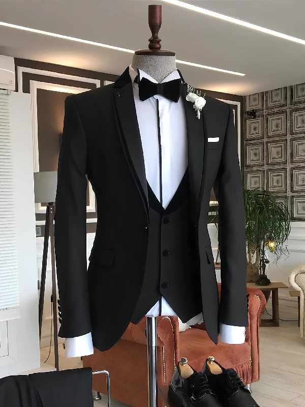 Trendy Sweaters Black Slim-Fit Tuxedo 3-Piece