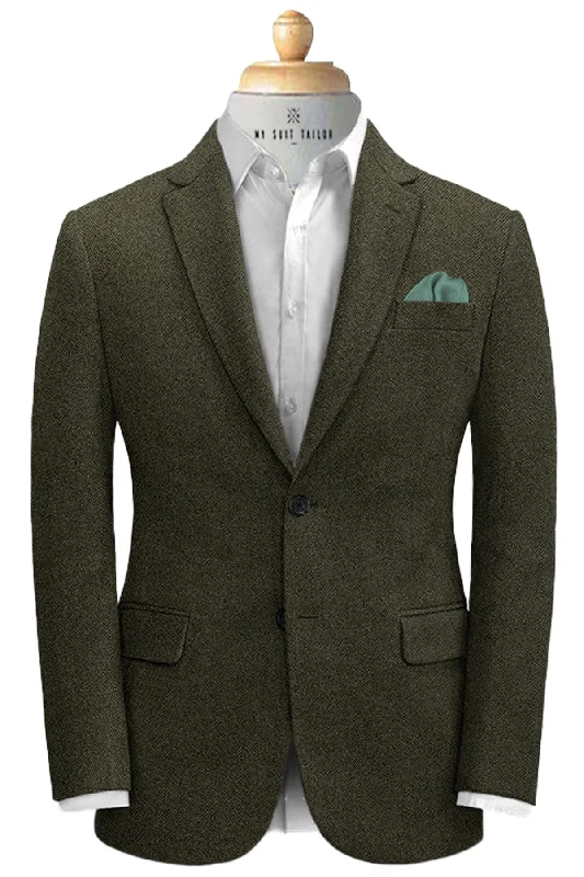 Sporty Jackets Dark Green Tweed Suit