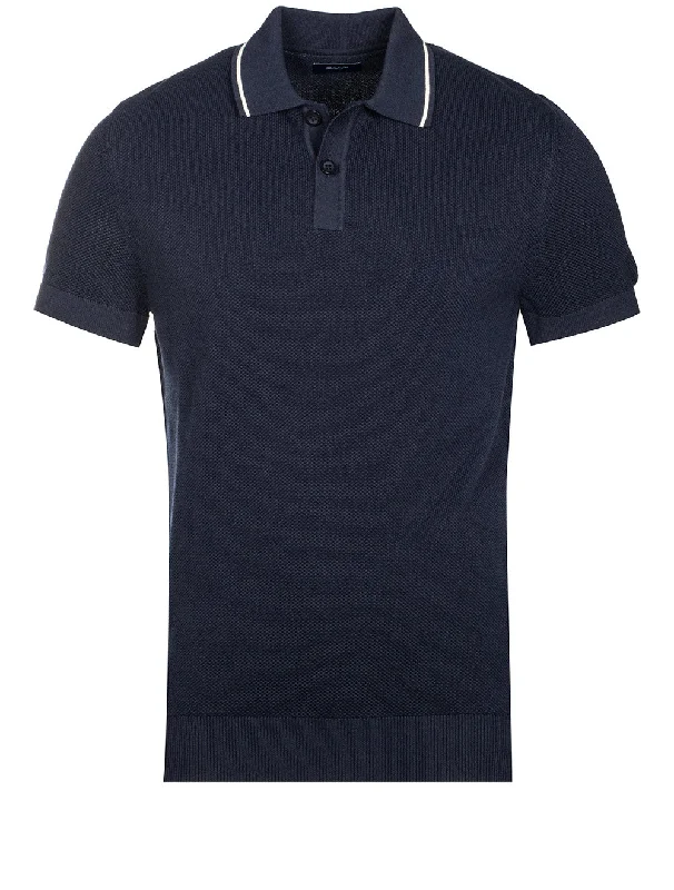 Cool Jackets Short Sleeve Texture Pique Polo Evening Blue