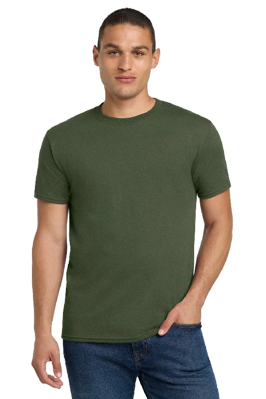 Stylish Polos Jerzees Mens Dri-Power Moisture Wicking Short Sleeve Crewneck T-Shirt - Military Green