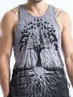 Leather Jackets Sure Design Men's Tree Of Life Tank Top Gray