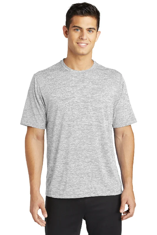 Printed Trousers Sport-Tek Mens Electric Heather Moisture Wicking Short Sleeve Crewneck T-Shirt - Silver Grey Electric