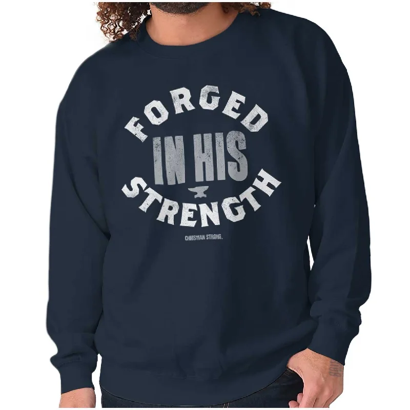 Graphic Sweatshirts Forged in His Strength Crewneck Sweatshirt