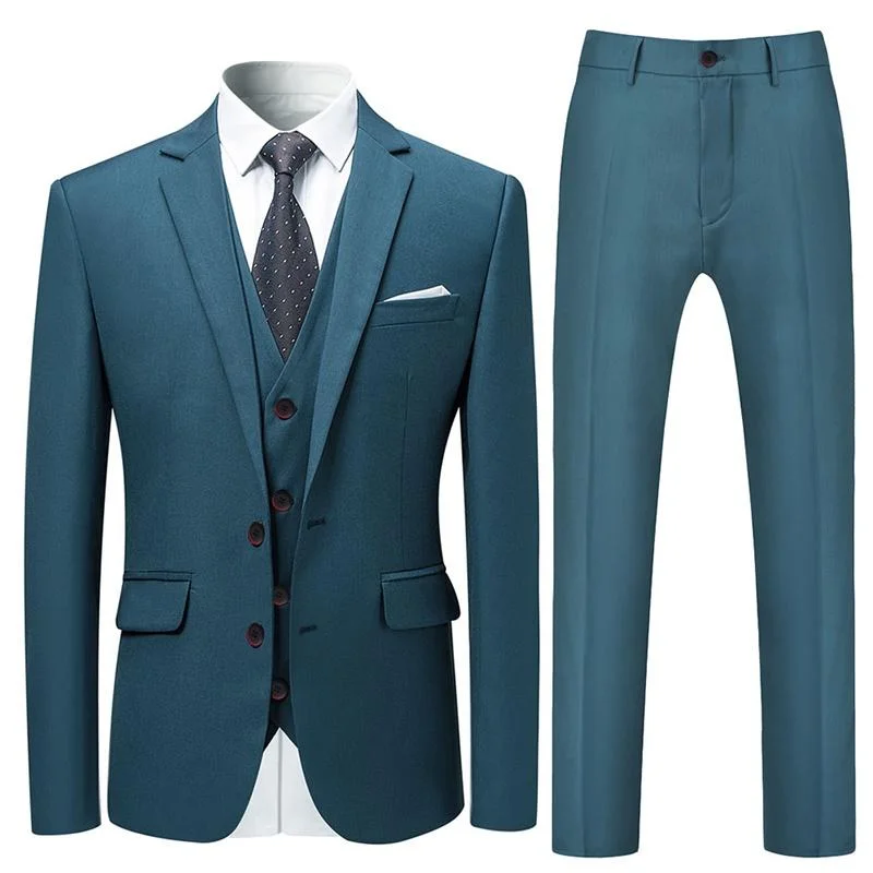 Trendy Jeans 3-Piece Slim Fit DarkCyan Formal Suit