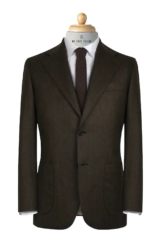 Oversized Jackets Classic Brown Flannel Suit - Vitale Barberis Canonico