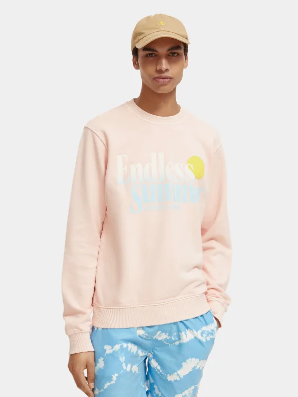 Preppy Pants Regular-fit garment-dyed graphic crewneck sweatshirt