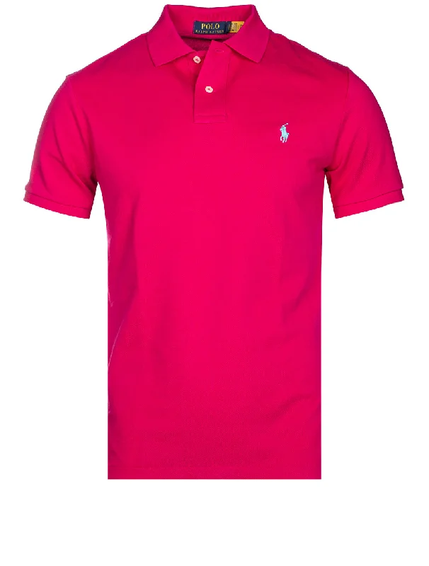 High-neck Sweaters Basic Short Sleeve Polo Pink