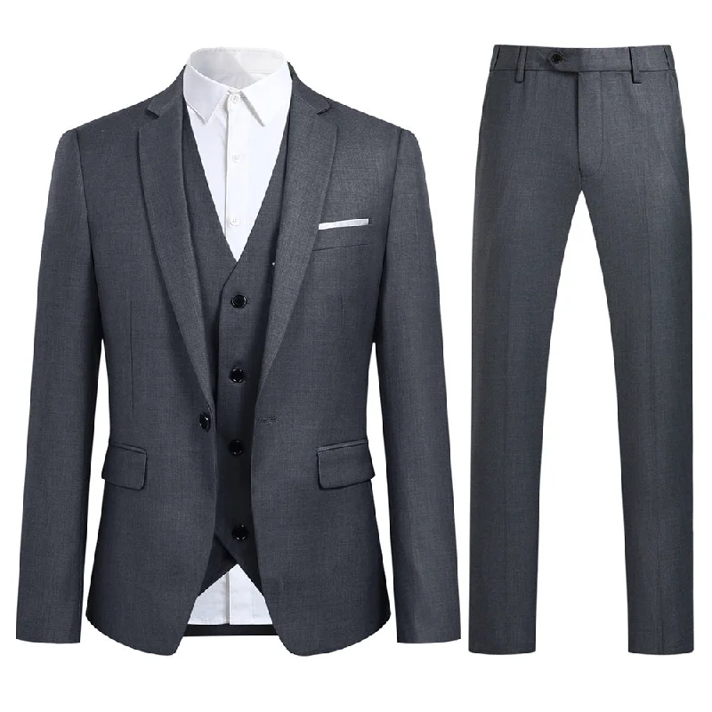 Business Casual 3-Piece Slim Fit One Button Fashion DimGrey Suit