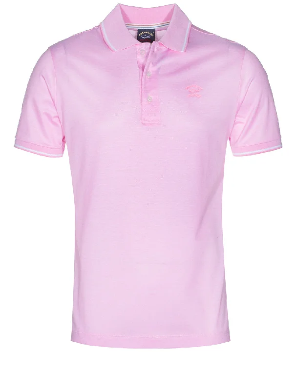 Leather Jackets Organic Cotton Piqué Polo With Embroidered Logo Pink