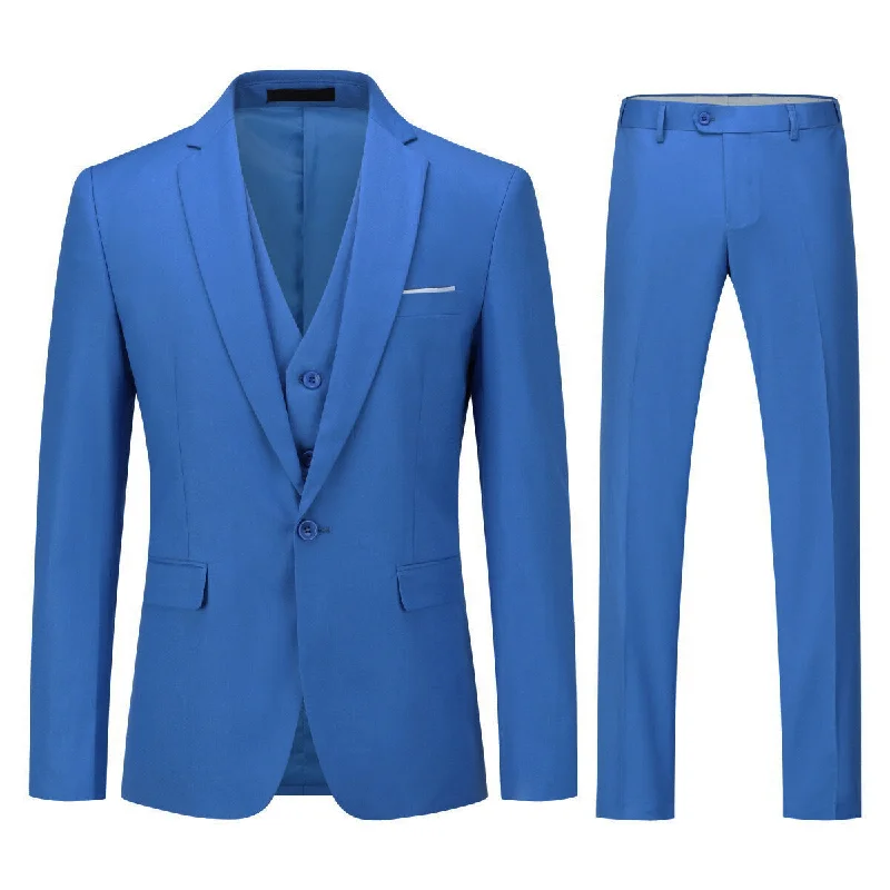 Street Jackets Regatta Blue 3-Piece Slim Fit Classic Suit