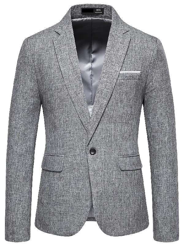 Sporty Jackets Men's Casual Grey Blazer Suit With One Button Best Sellers