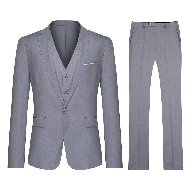 Denim Wear Classic Birch Silver Suit - 3-Piece One Button