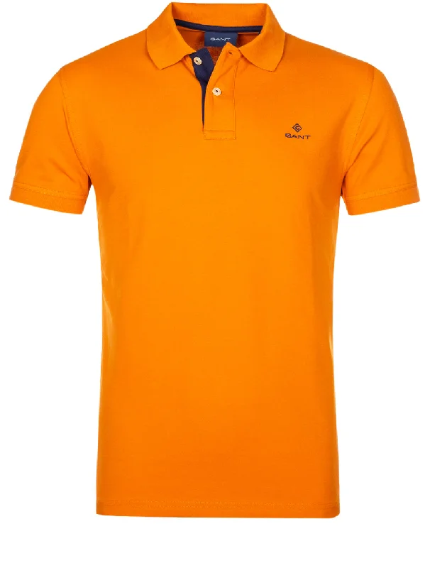 Classic Blazers Contrast Collar Pique Shortsleeve Rugger Savannah Orange