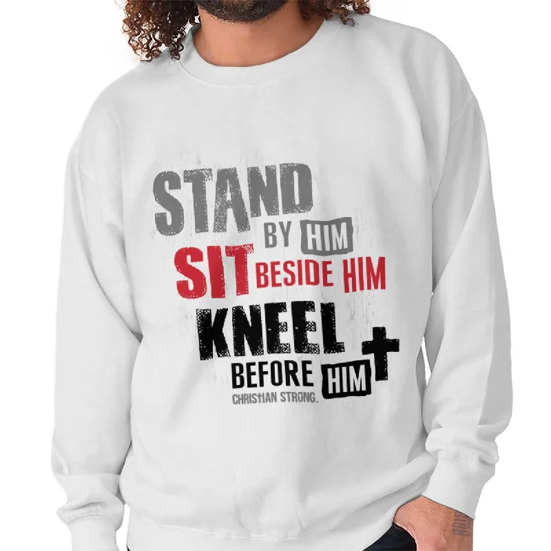 Trench Coats Stand Sit Kneel Crewneck Sweatshirt