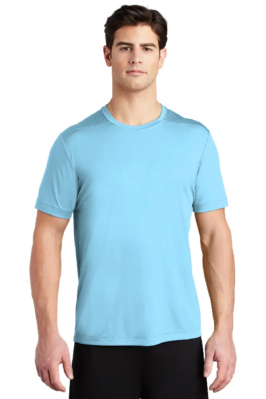 Athletic Shorts Sport-Tek Mens Moisture Wicking Short Sleeve Crewneck T-Shirt - Light Blue