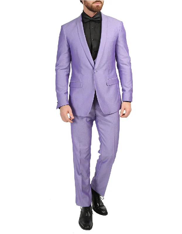 Urban Jackets Mens Slim Fit Sharkskin Shawl Prom Tuxedo in Lavender Lavender Prom Tuxedos